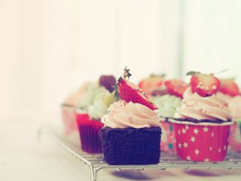 Close-up of cupcakes on table