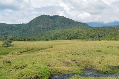 Scenic mountain landscapes against sky in rural tanzania