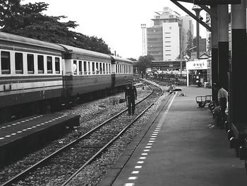 Railroad tracks in city