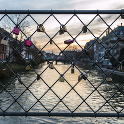 Keylock padlocks on a river bridge in stasbourg, france