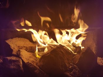 Close-up of bonfire at night