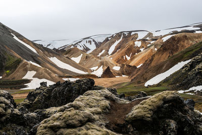 Scenic view of snowcapped mountain against sky