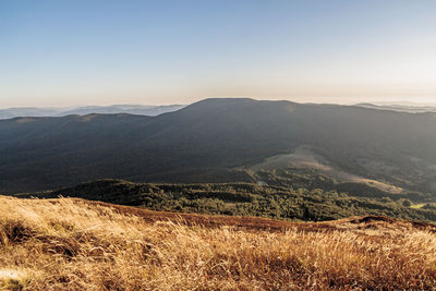 Scenic view of mountains against clear sky