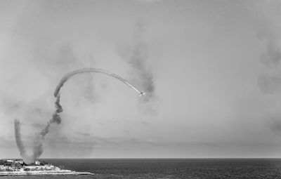 Scenic view of sea against sky airshow