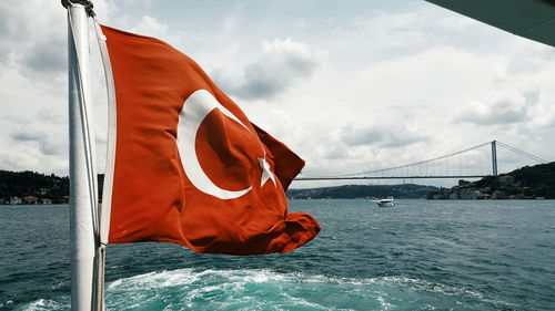 Turkish flag and bosphorus bridge 