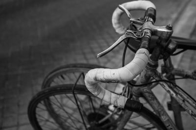 High angle view of bicycle on street