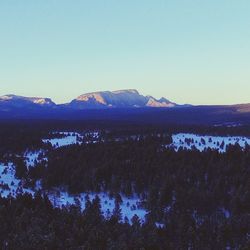 Scenic view of mountains against clear sky