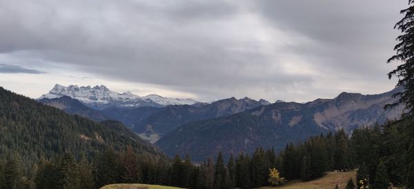 Scenic view of mountains against sky