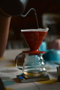 Close-up of drink in glass on table
