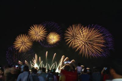 Firework display at night