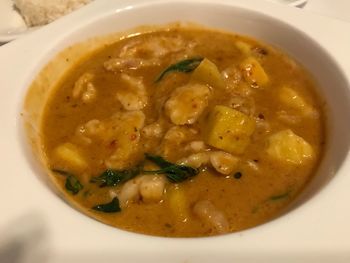 Close-up of soup in bowl