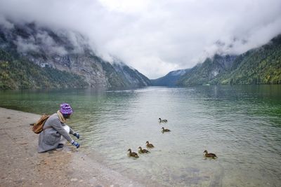 Man standing in a lake