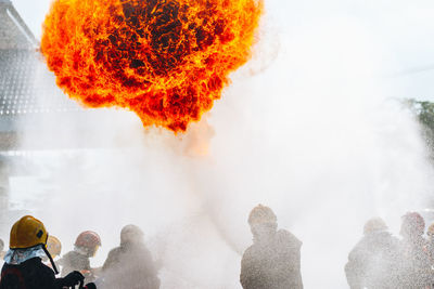 Group of people against the sky