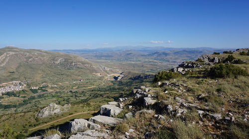 Scenic view of landscape against clear sky