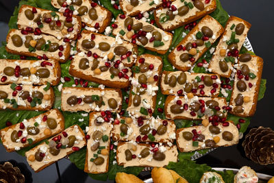 High angle view of cookies on table