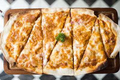 Close-up of pizza on table