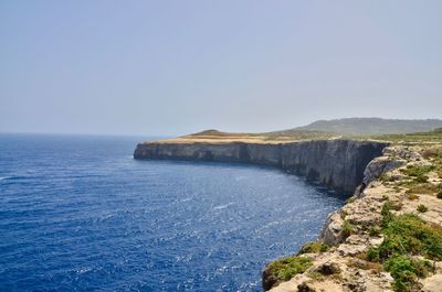 Scenic view of sea against clear sky