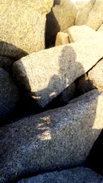 High angle view of stone wall