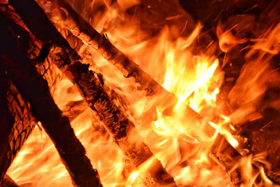 High angle view of bonfire at night