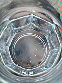 High angle view of water in glass