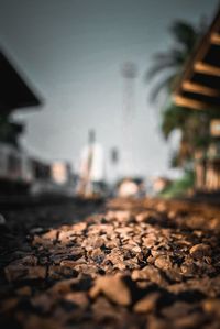 Surface level of road along buildings