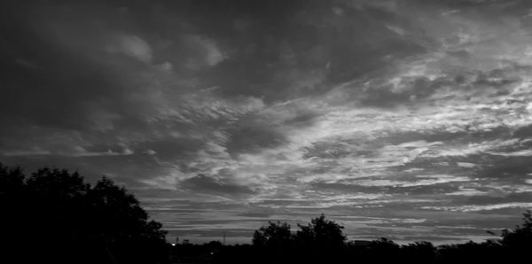 Low angle view of silhouette trees against sky