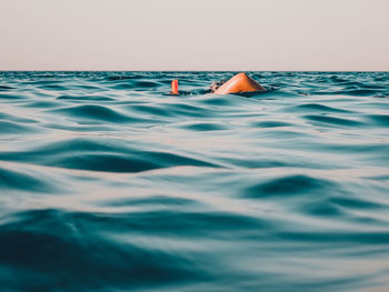 Low section of person swimming in pool