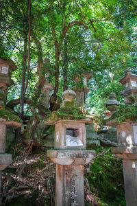 View of cross in cemetery