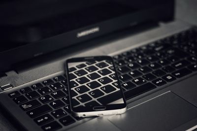 High angle view of computer keyboard