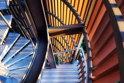 High angle view of spiral staircase