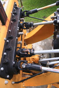 Close-up of machine part on field