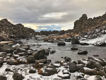 Scenic view of beach against sky