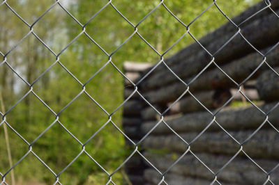 Full frame shot of chainlink fence on field