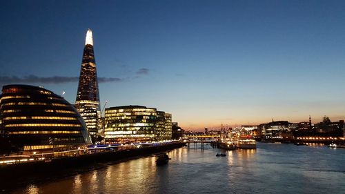 Illuminated buildings in city at night