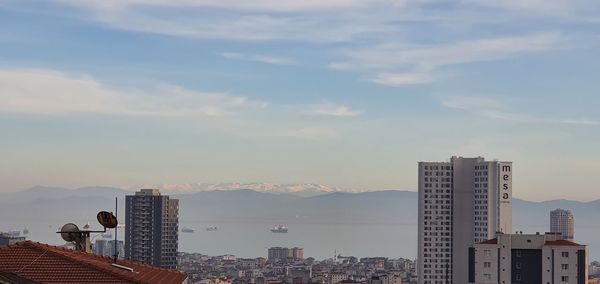 Buildings in city against sky