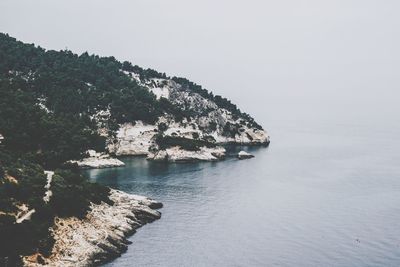 Scenic view of sea against clear sky