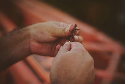 Close-up of fishing