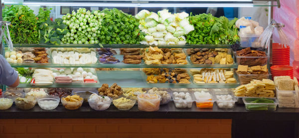 Various food on display at store