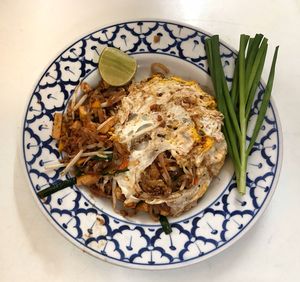 High angle view of food on table
