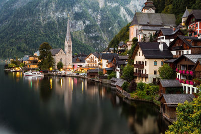 Buildings along river