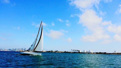 Boat sailing in sea