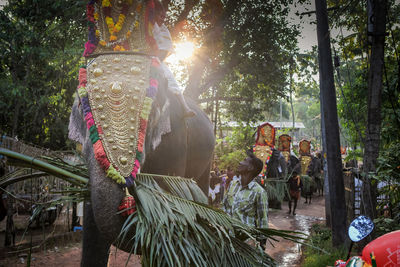 Panoramic view of people at temple