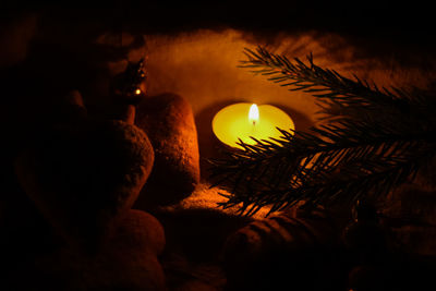 Close-up of illuminated candles