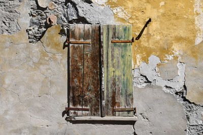 Closed door of abandoned building