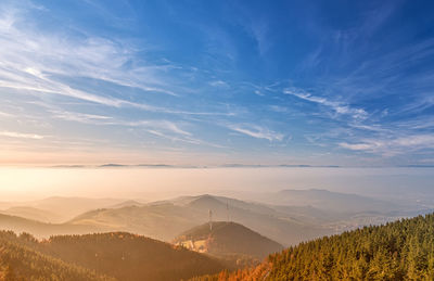 Scenic view of landscape against sky during sunset