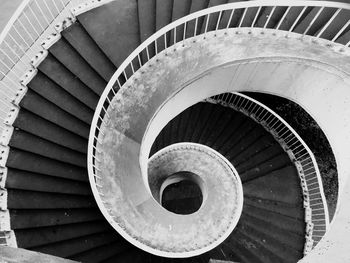 High angle view of spiral staircase