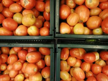 Full frame shot of market stall with tomatoes