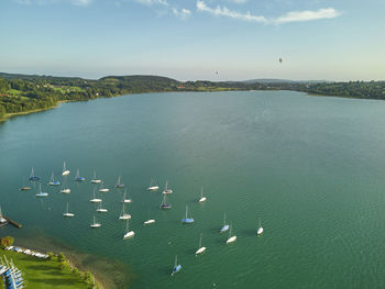 High angle view of sea against sky