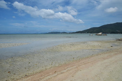 Scenic view of sea against cloudy sky