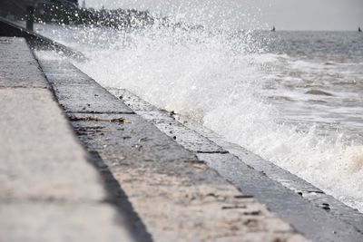 Surface level of footpath by sea